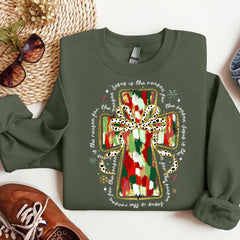 Colorful Coquette Glitter Jesus Cross Sweatshirt