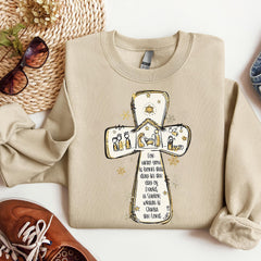 Coquette Glitter Jesus Cross Sweatshirt