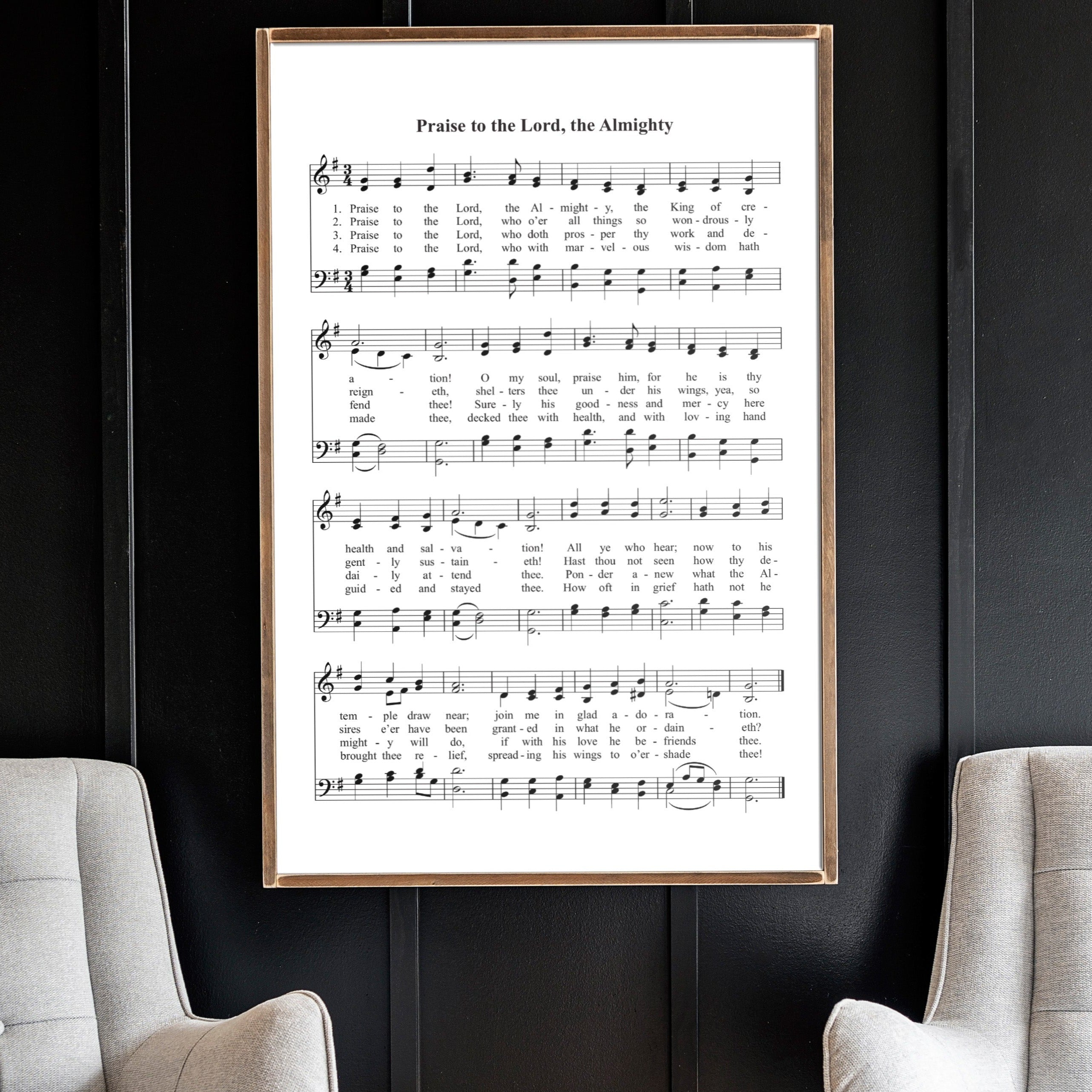 Praise to the Lord, the Almighty Hymn | Framed Wooden Art