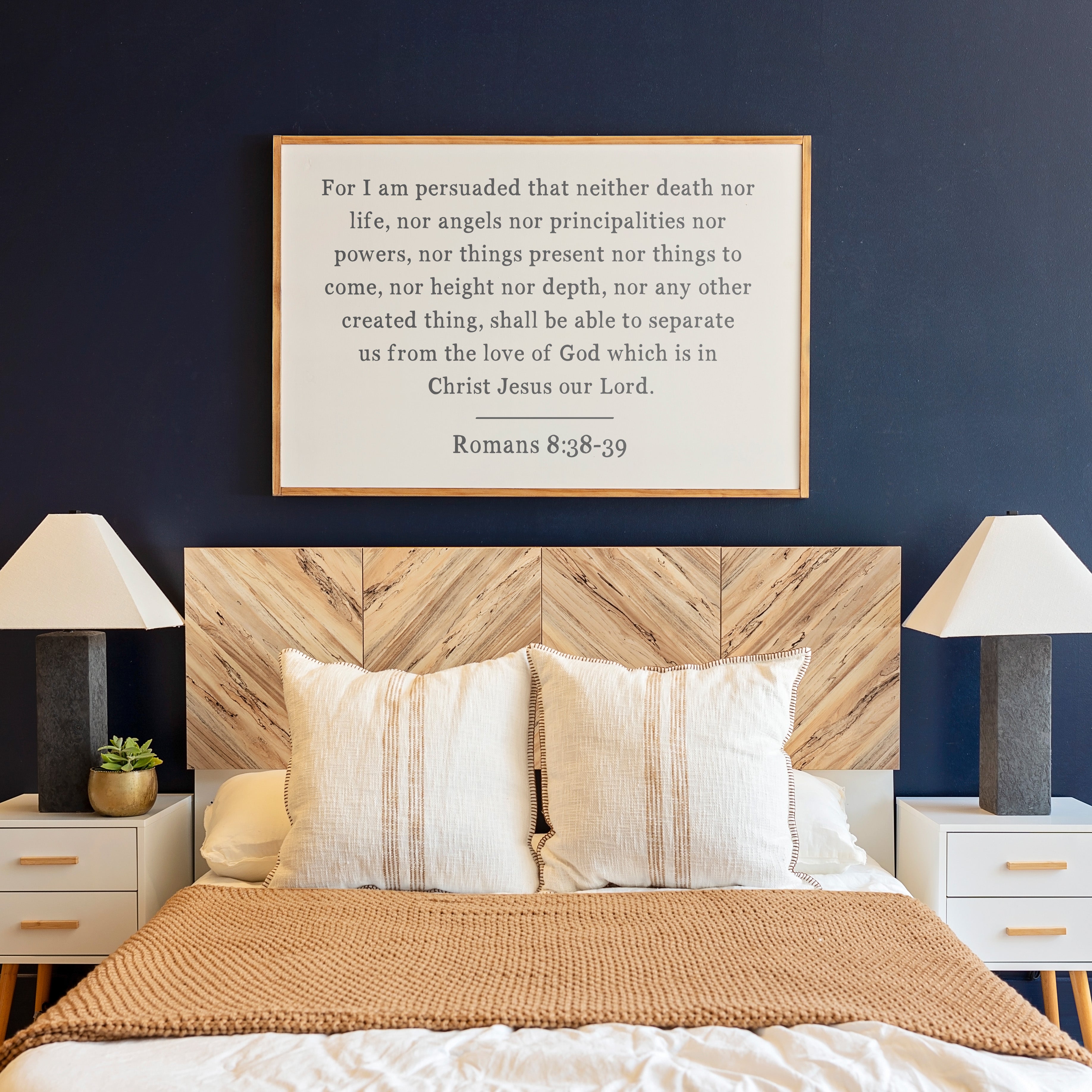 Romans 8:38-39 | Framed Wooden Art - Horizontal
