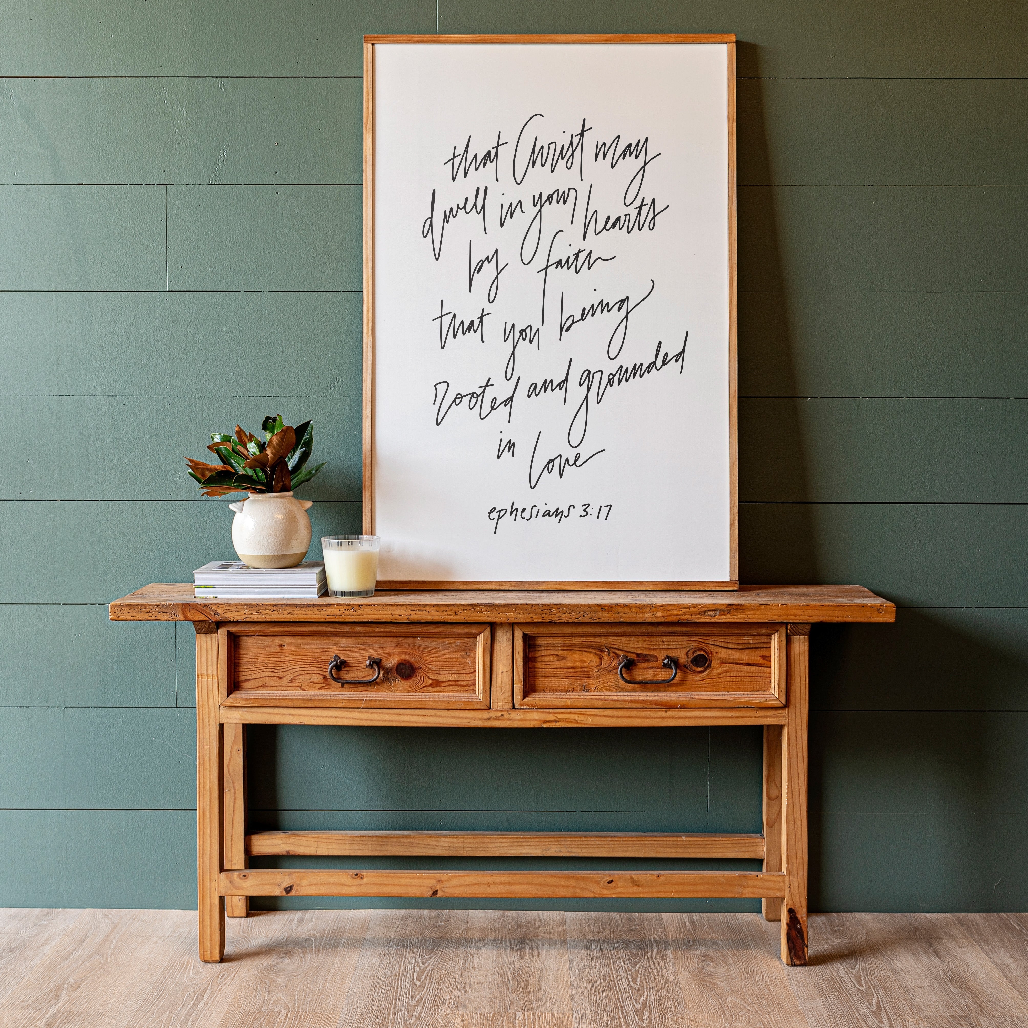 Rooted and Grounded in Love Hand Lettered | Framed Wooden Art