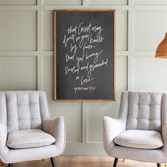 Rooted and Grounded in Love Hand Lettered | Framed Wooden Art