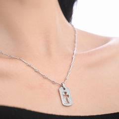 Sterling Silver Cross Pendant Necklace with Moissanite Accents