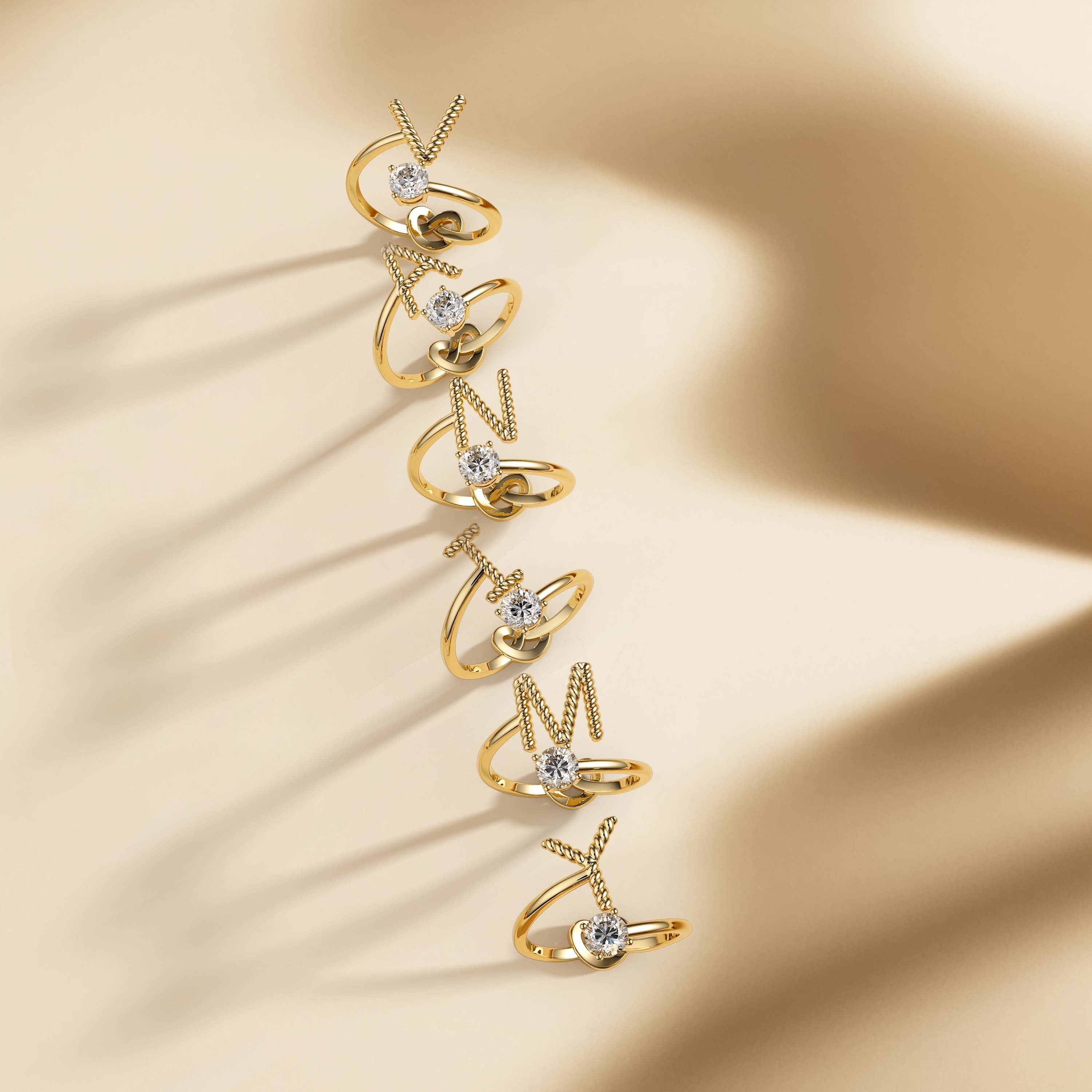 Letter Strand Knot Ring