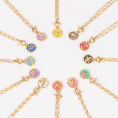 12 Zodiac Sign Pendant Necklace – Vintage Gold Astrology Charm Necklace